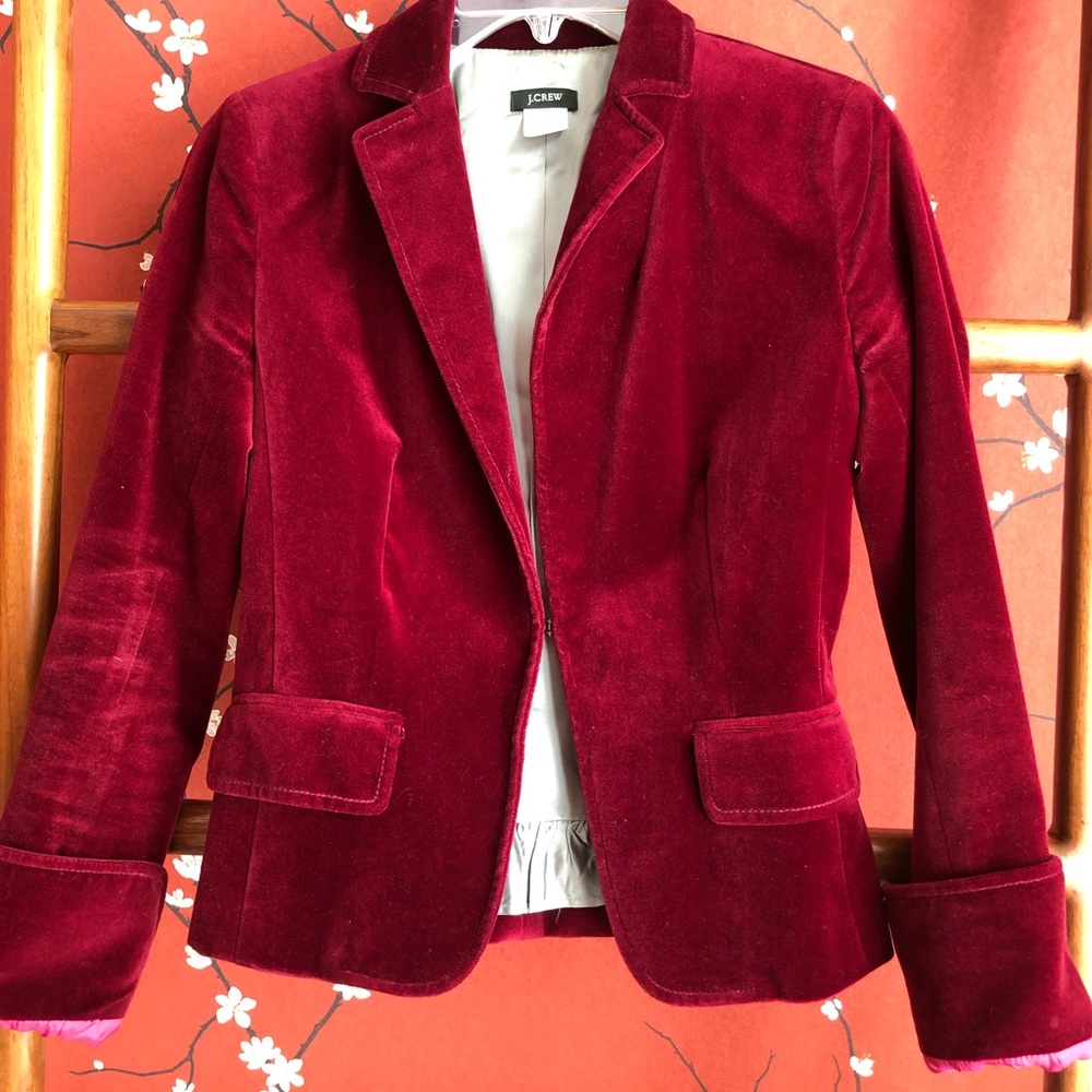 Berry Wine Velvet Blazer- J Crew